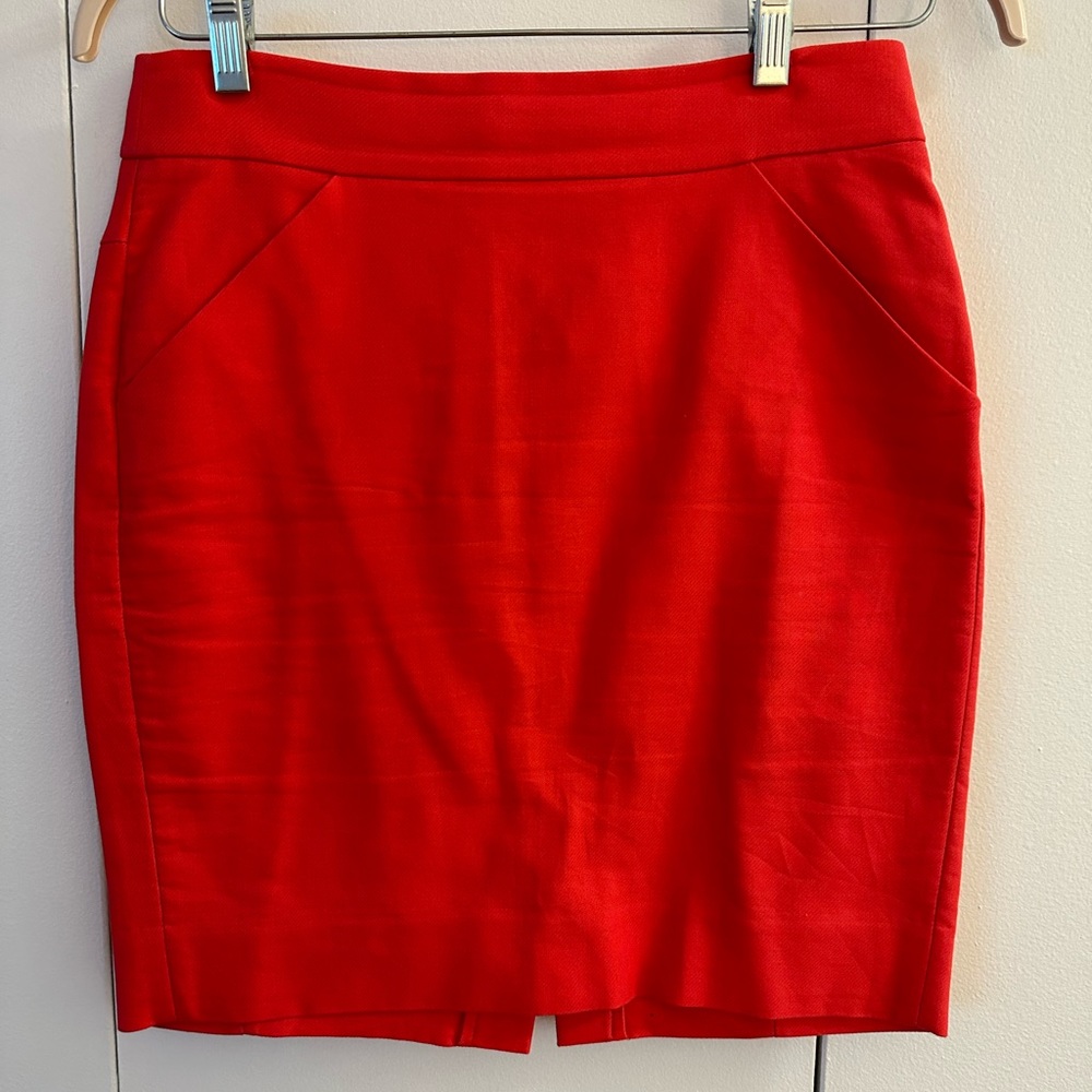 J Crew hot pink/red pencil skirt size 6P